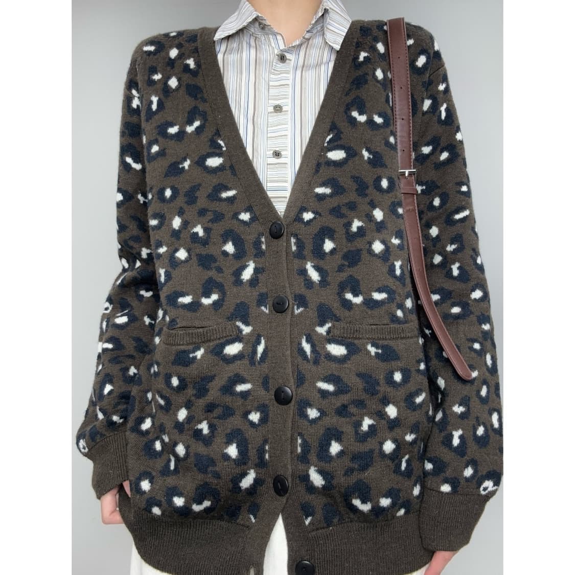 빈티지 레오파드 브라운 가디건 상품이미지1