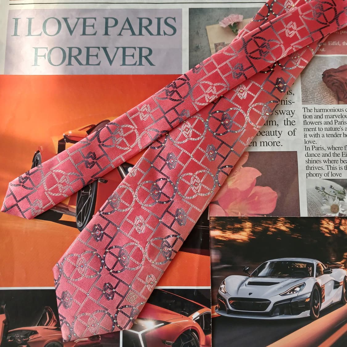 루이까또즈 실크 살구핑크 모노그램 넥타이 8.2cm 새상품 A18946
 상품이미지3