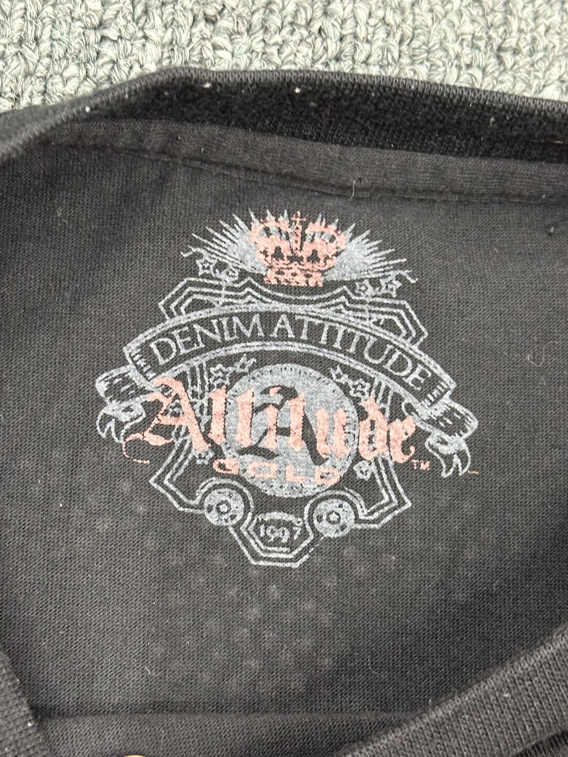 L)Denim Attitude 빈티지 Y2K 큐빅 프린팅 반팔 상품이미지6