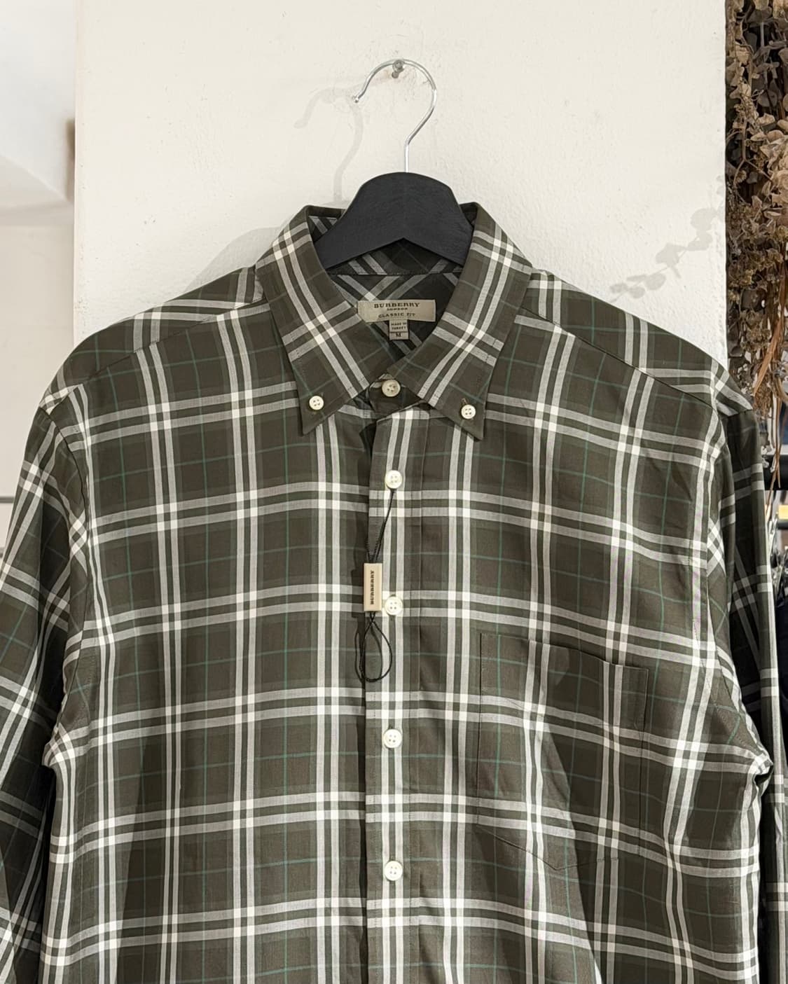 버버리 카키 플래드 버튼다운 코튼 셔츠 상품이미지4