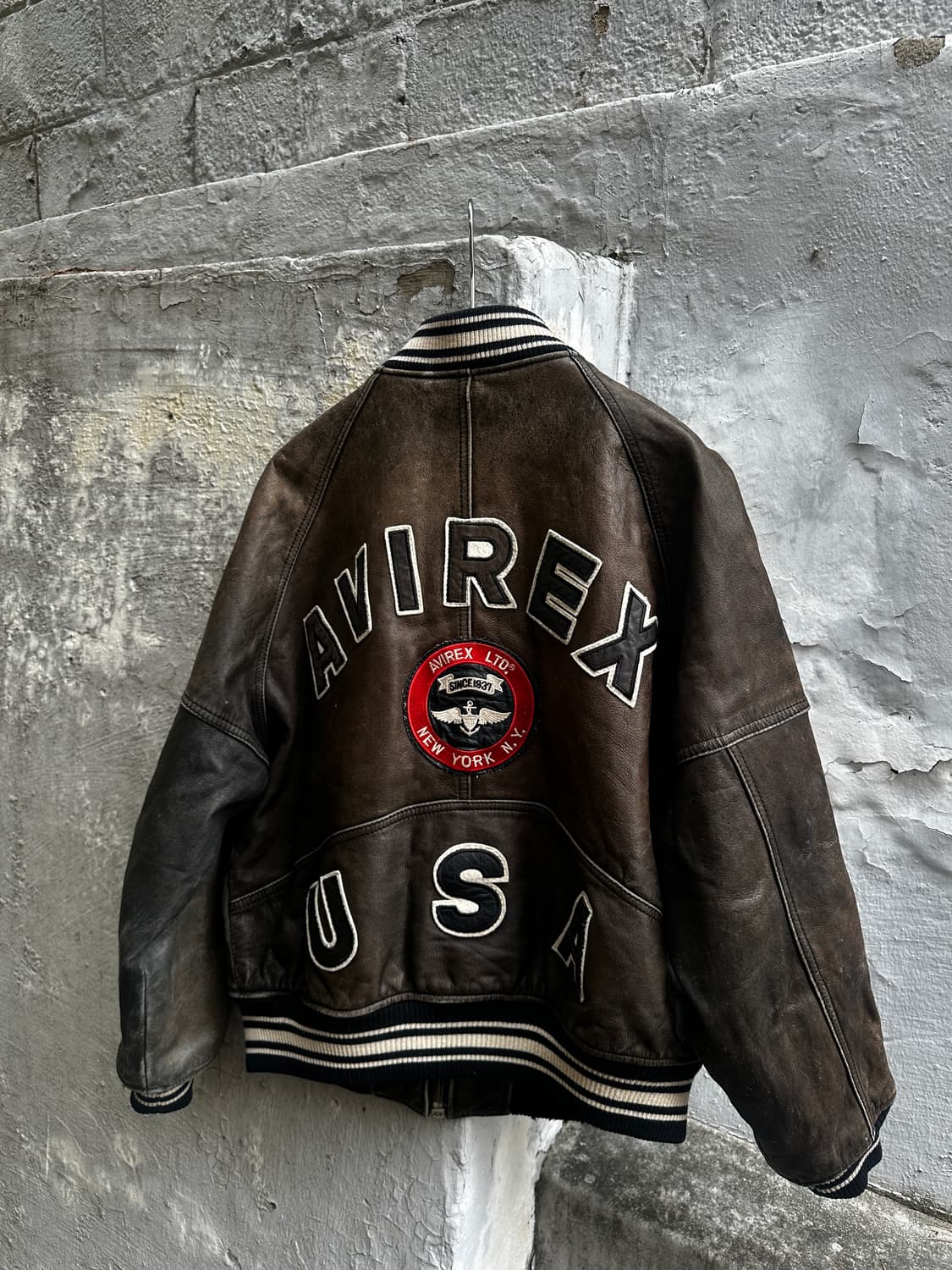 아비렉스 avirex 90s 아이콘 에이징 바시티 레더자켓 상품이미지3