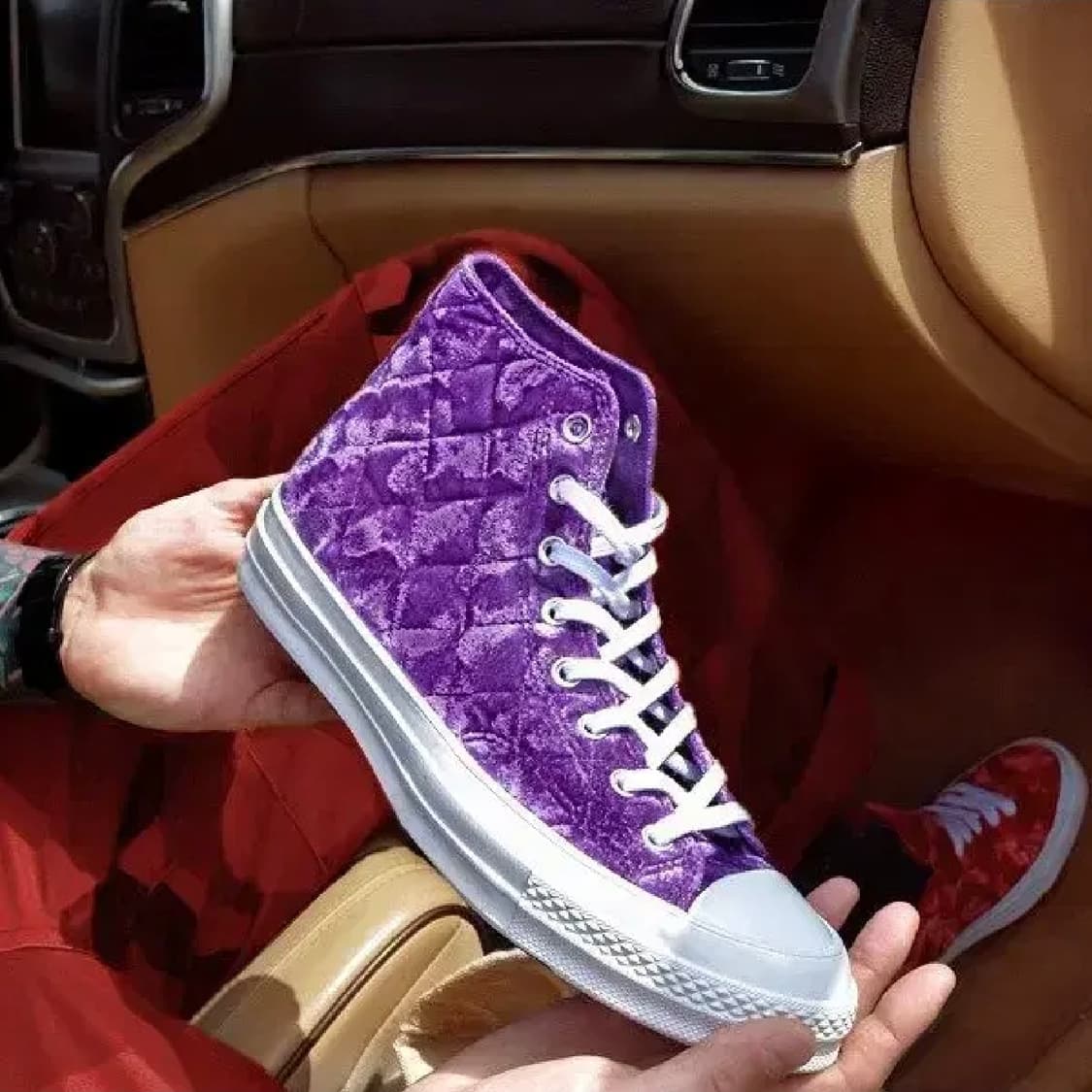 名品 골프 르 플레르 X 컨버스 척 하이 70s  퀼티드벨벳  퍼플 상품이미지7