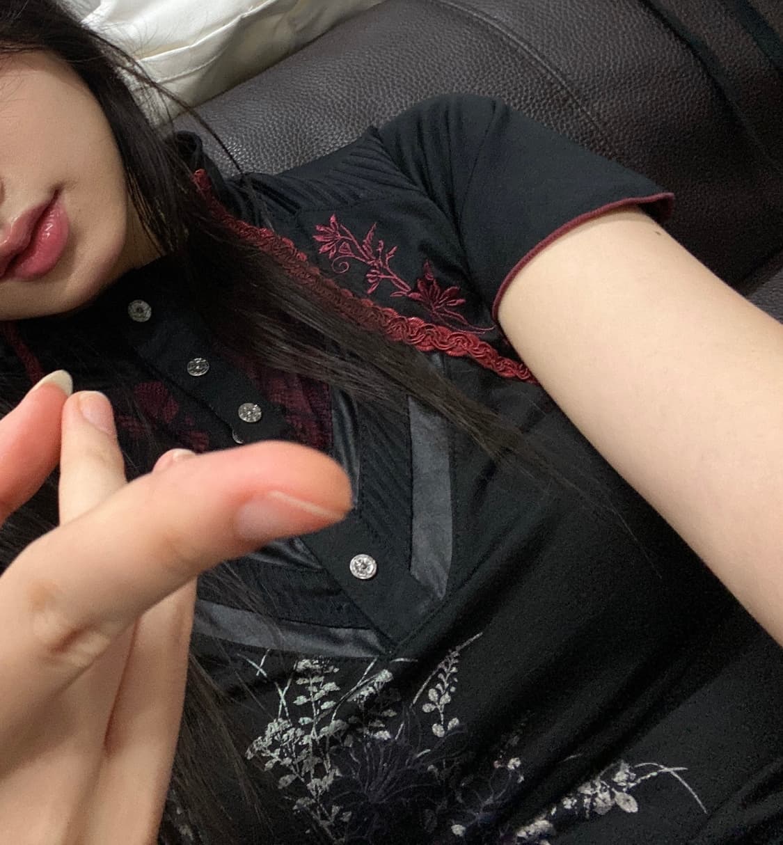 오즈온 레이스 트림 블랙 치파오 (디테일 장난아님) 상품이미지3