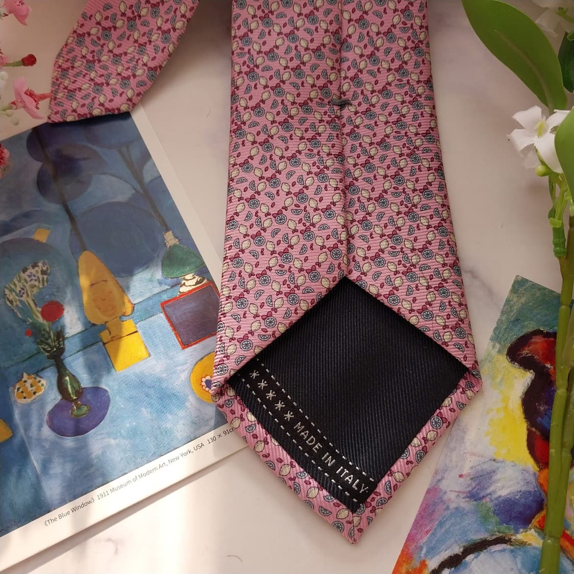 제냐 실크 핑크 레몬 패턴 넥타이 8.4cm A+등급 K1634
 상품이미지8