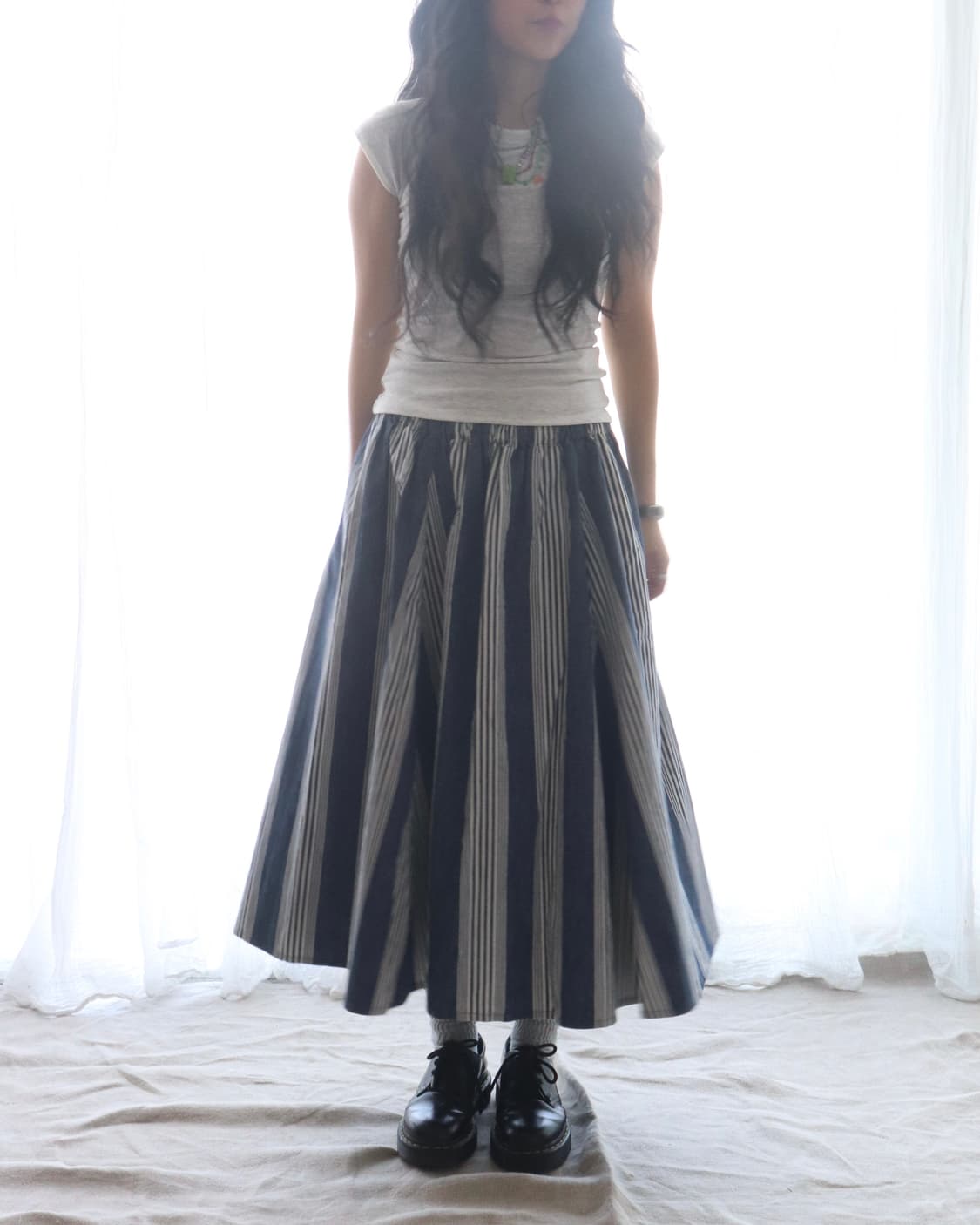 [Beams Boy] Indigo Stripe Skirt 상품이미지4