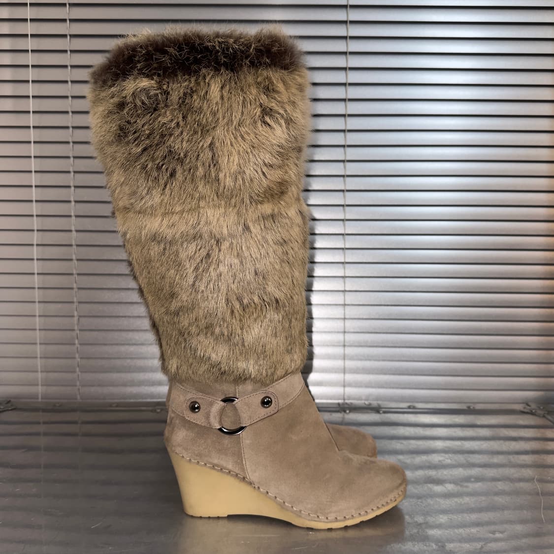 00s Y2K 베티 뮬러 토끼털 롱부츠 상품이미지6