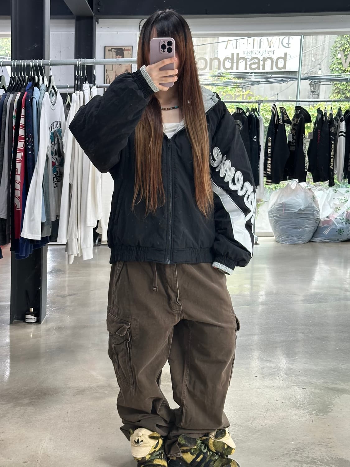 슈프림 18SS 슬리브 스크립트 사이드라인 패디드 자켓 상품이미지2