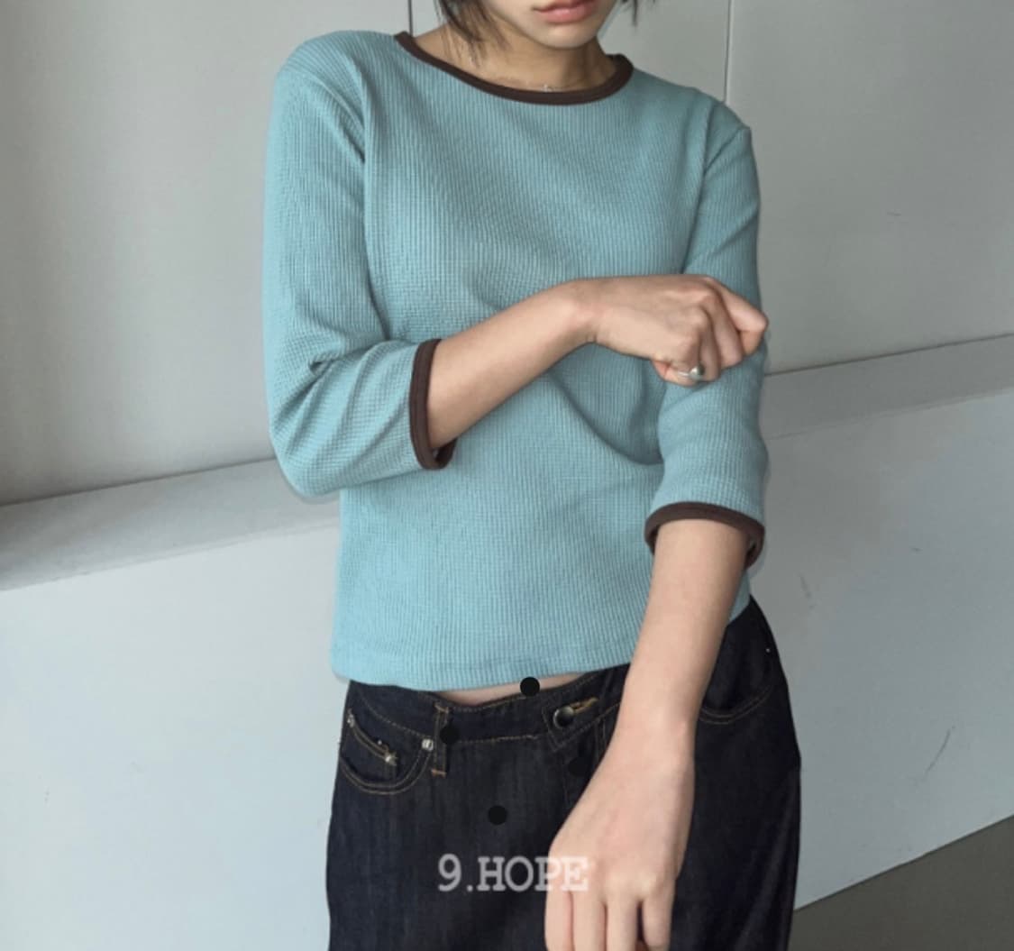 김아홉 와플 링거티t 스카이 하늘색  상품이미지1