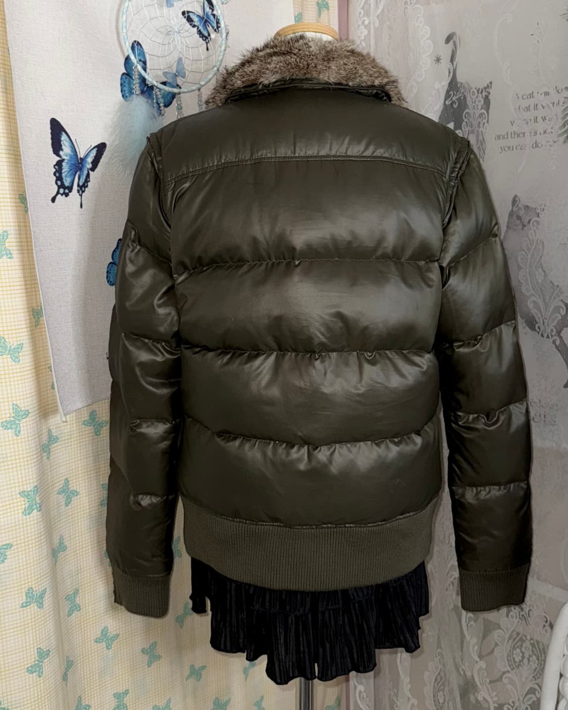 카키 레빗 퍼 다운 패딩 자켓 상품이미지9