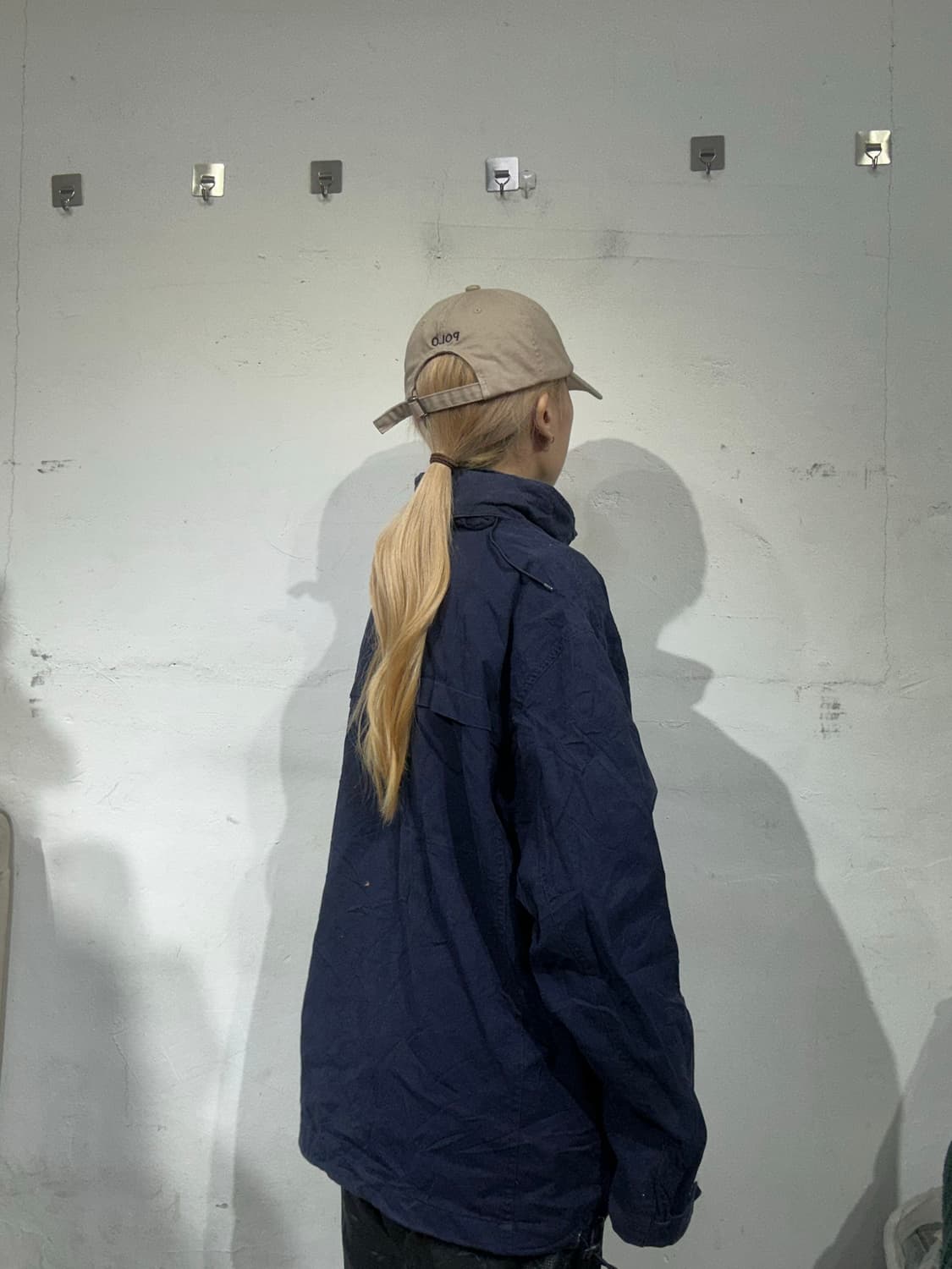에이프 베이프 네이비 로고 올드스쿨 자켓 L 상품이미지3