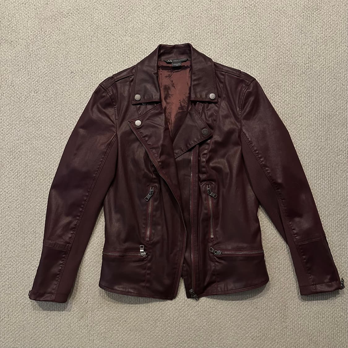 아르마니 Armani 코티드 버건디 라이더 자켓 상품이미지2