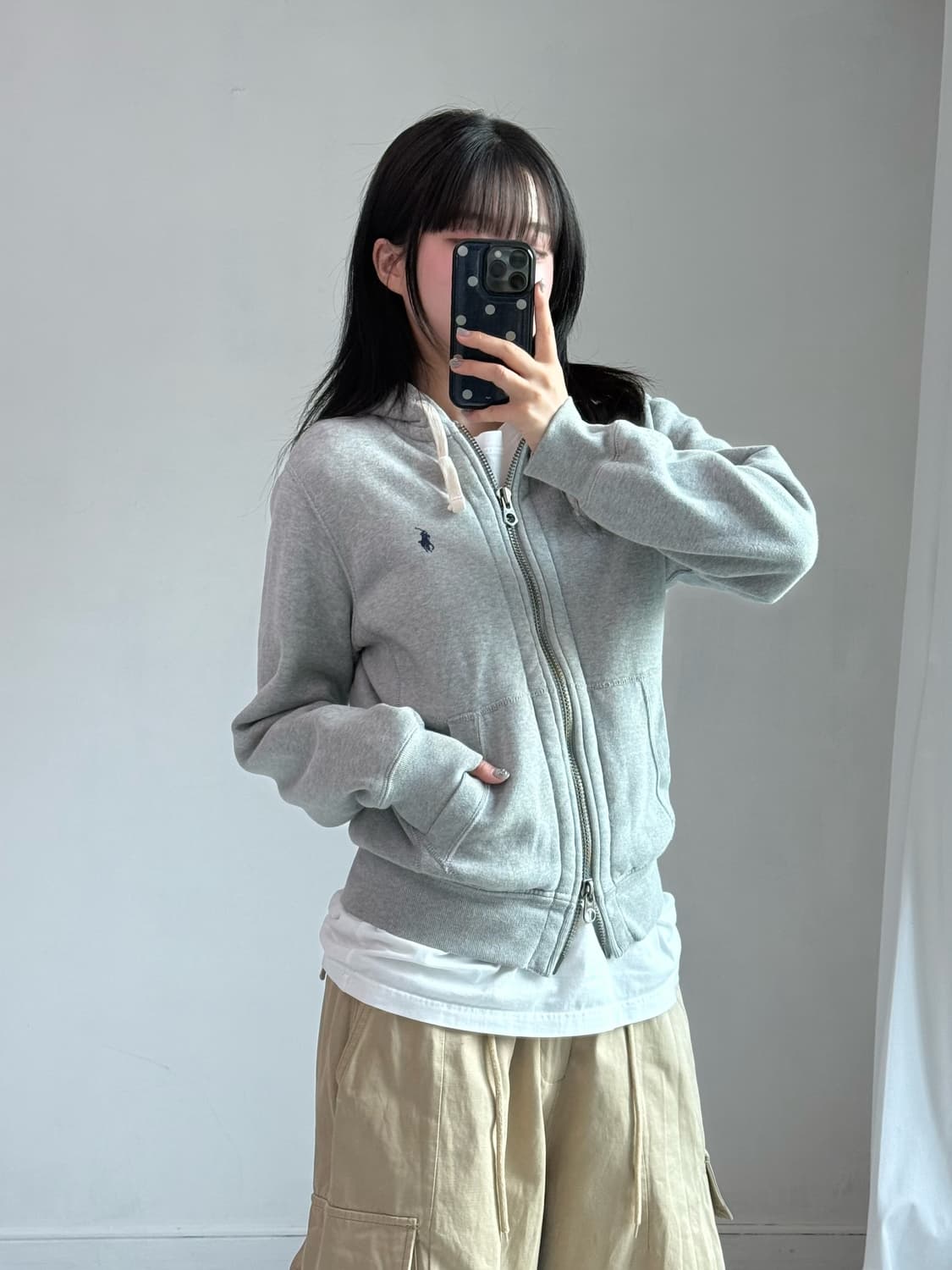 폴로 그레이 투웨이 스웻 후드집업 상품이미지2