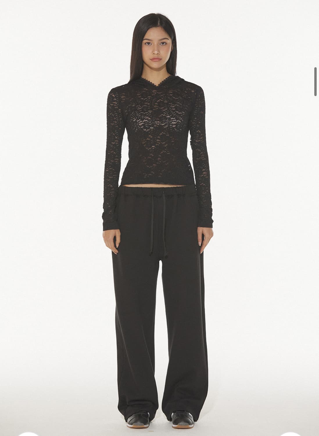 디어스토커 SANDY LACE HOODIE 레이스 후디 BLACK 상품이미지3