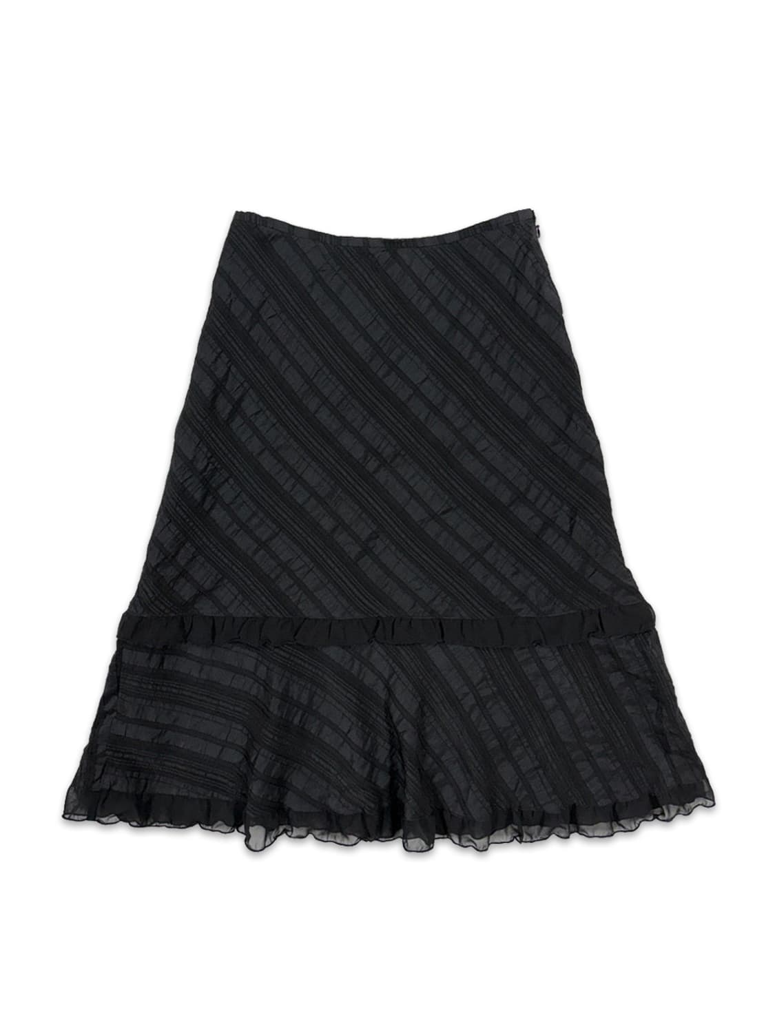 빈티지 블랙 모리 프릴 미디 스커트 상품이미지1