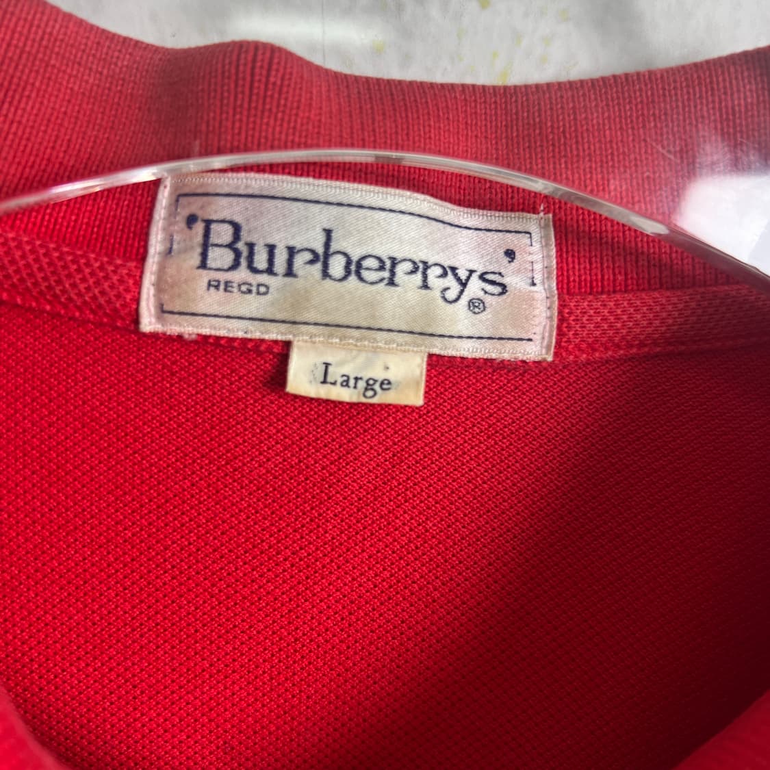 Burberrys 버버리 빈티지 레드 반팔 폴로 셔츠 L 상품이미지4