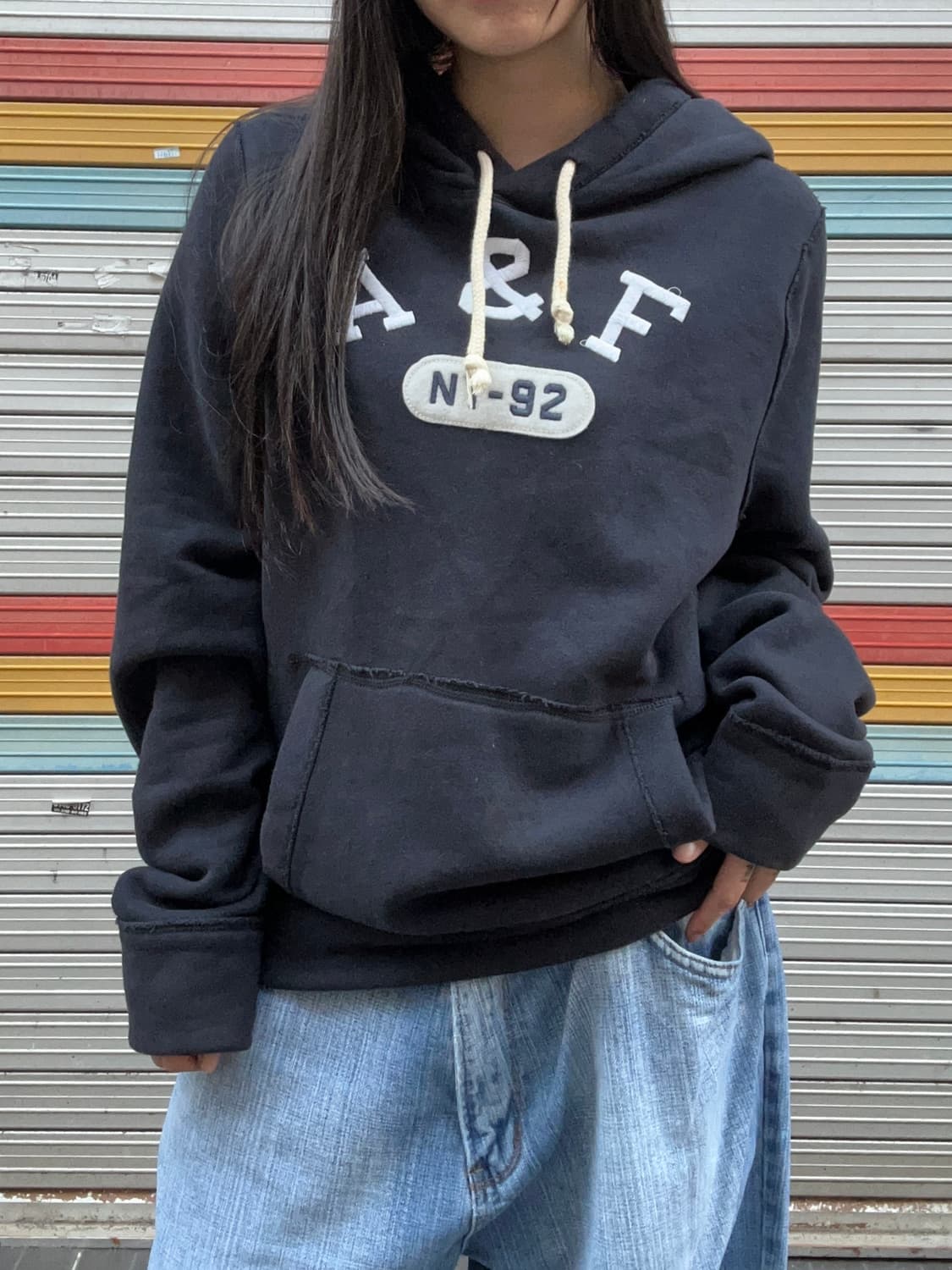 00s ABERCROMBIE 그런지 블랙 스웻 후디 상품이미지2