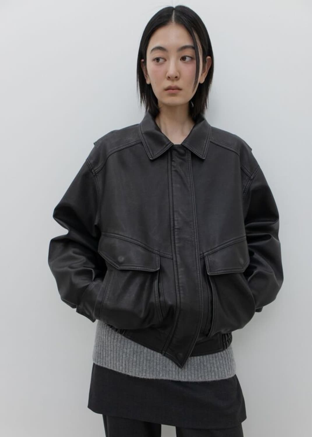 GBH 폭스 레더 봄버 자켓 상품이미지1