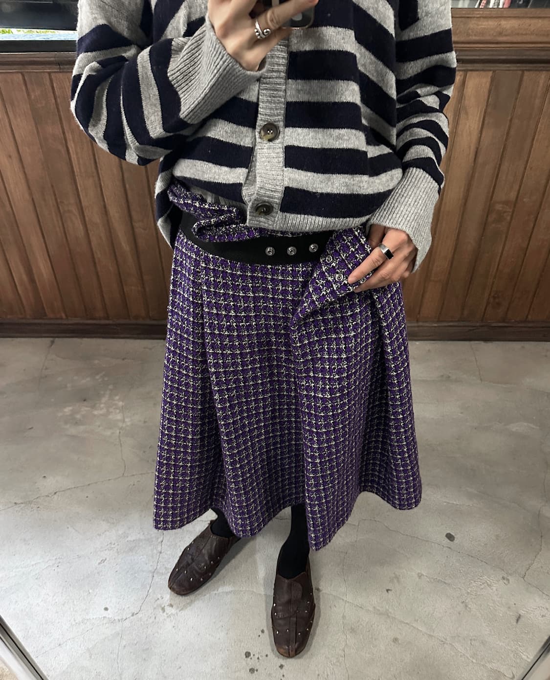 COMME DES GARCONS purple tweed wool skir 상품이미지5