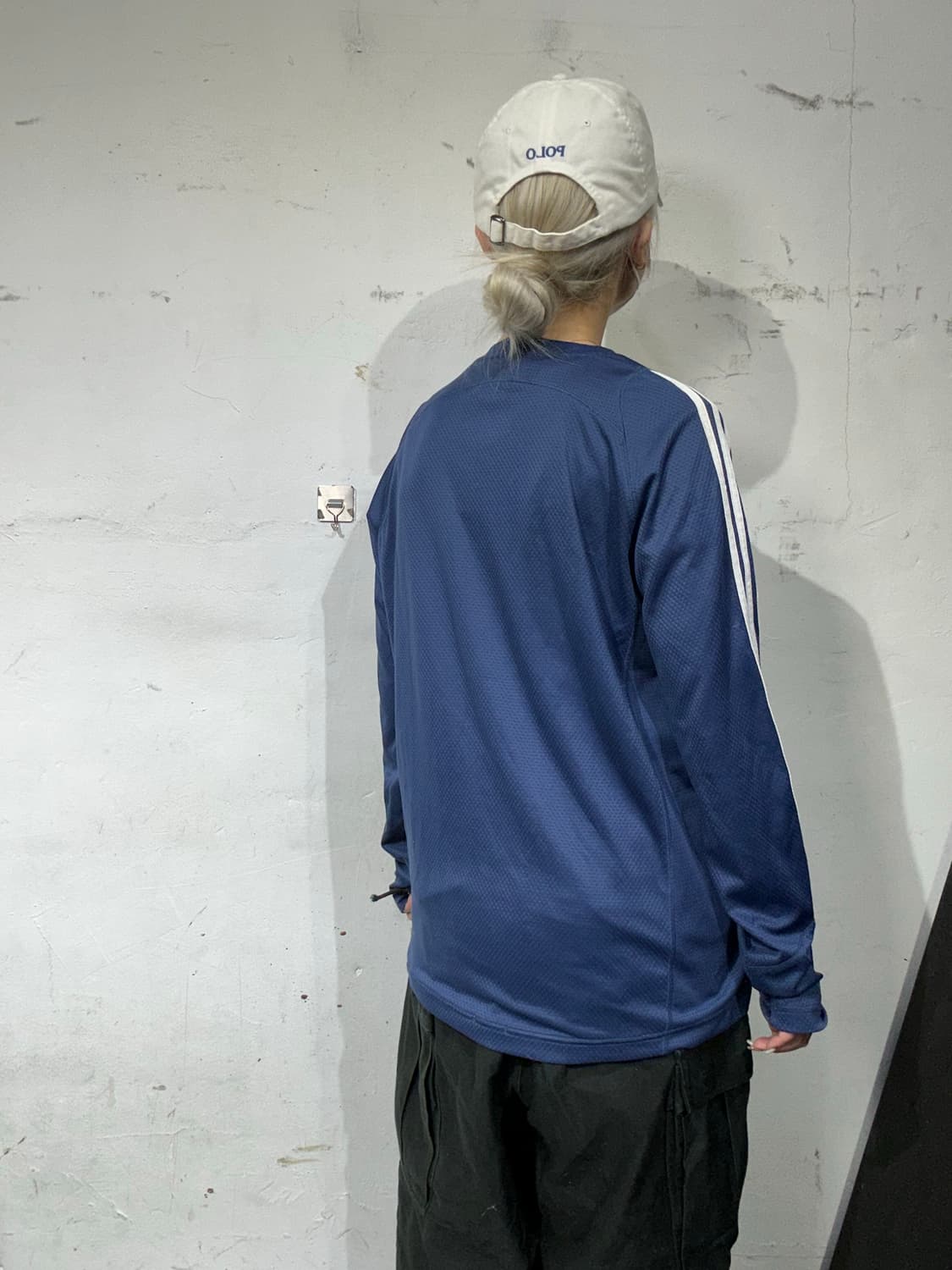 아디다스 네이비 스포티 블록코어 화이트 삼선 긴팔티 M 상품이미지3