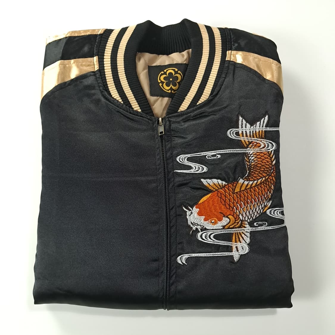 CK241 XL [새상품] 로그 새틴 골드 블랙 잉어 스카잔 자켓 상품이미지7