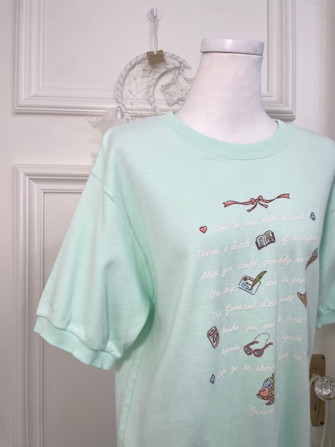 mint cute print half sweatshirts(size-M) 상품이미지6