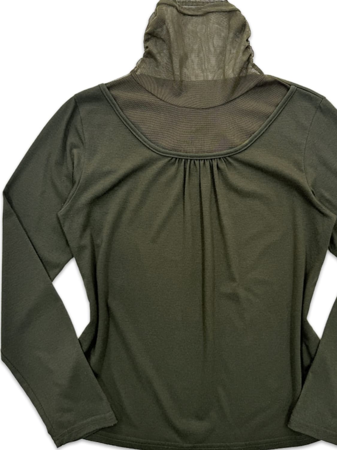 빈티지 카키 시스루넥 레이어드 긴팔티 상품이미지3