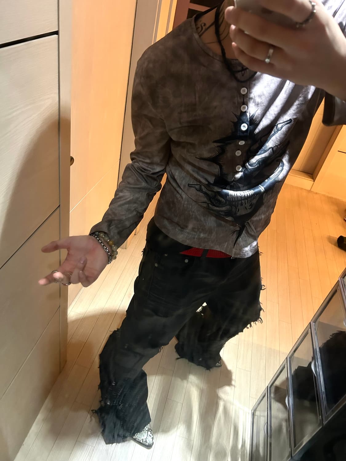 Skull printing Button Long sleeve 상품이미지6