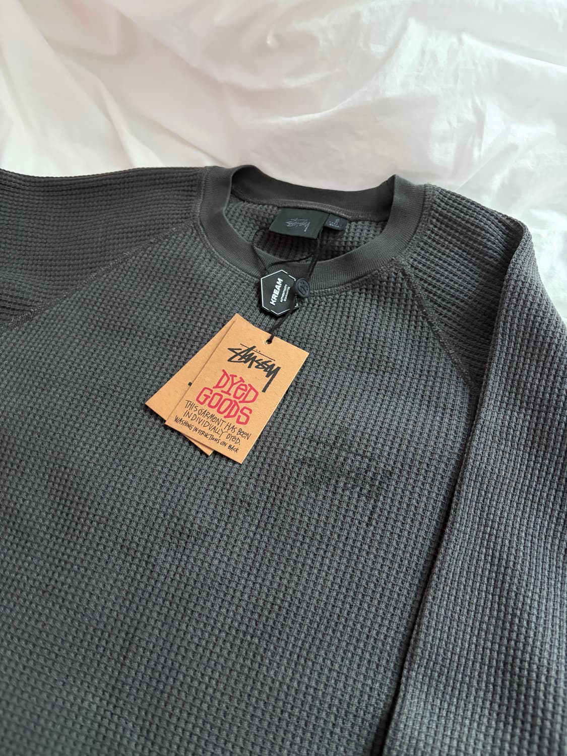 스투시 레글런 써멀 크루 워시드 블랙 상품이미지3