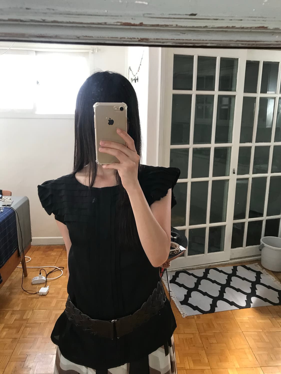 vintage black frill blouse 상품이미지3