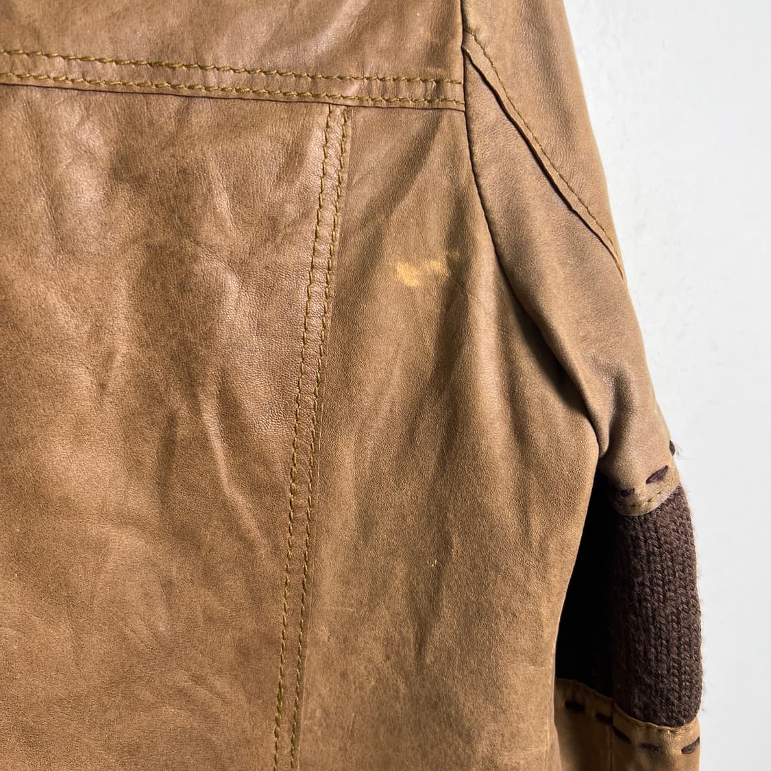 Je Judith 브라운 니트 배색 스웨이드 양가죽 자켓 40 상품이미지9