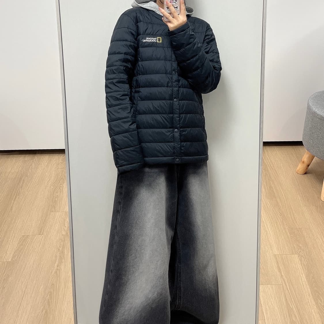 내셔널 지오그래픽 구스다운 블랙 경량패딩 상품이미지1