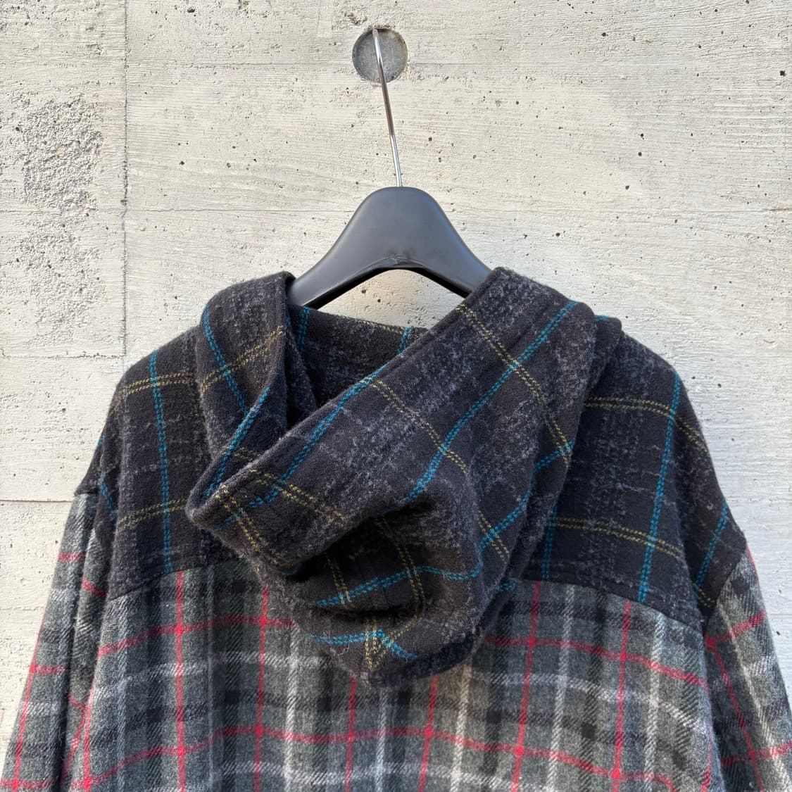 언더커버 블랙 울 체커 후드 자켓 상품이미지7