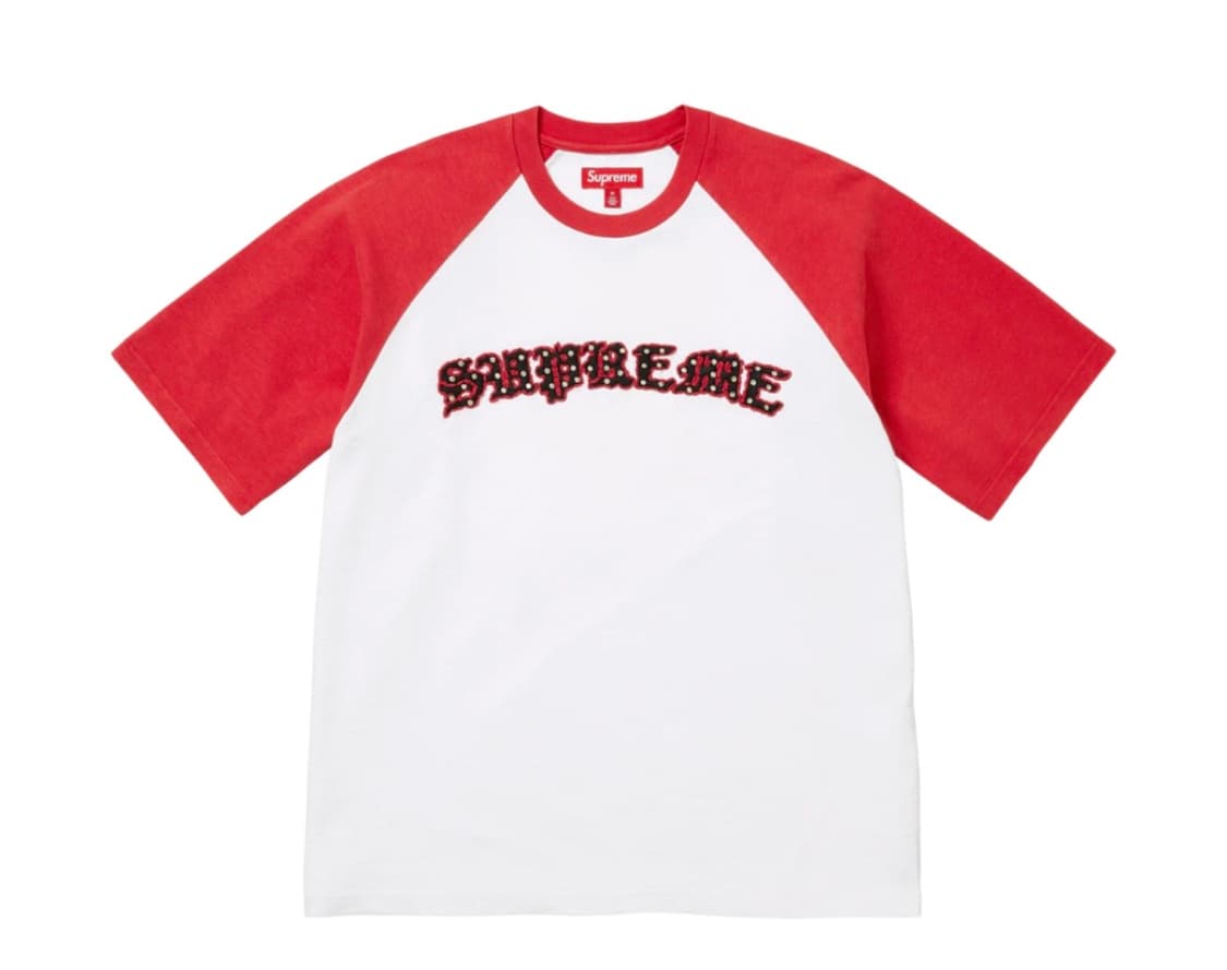 슈프림 라인스톤 래글런 숏슬리브 탑 화이트 - 26SS 상품이미지1