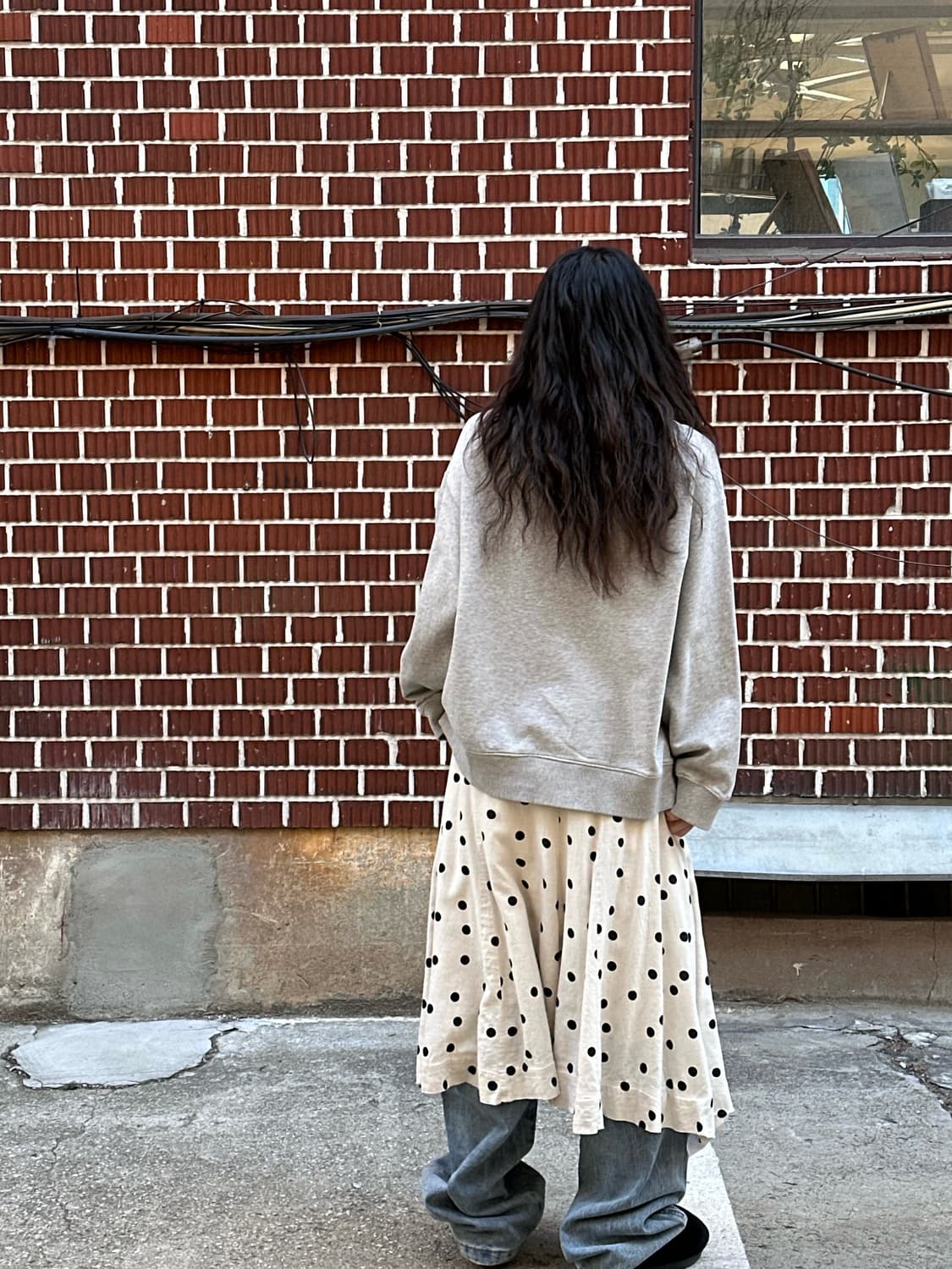 메종마르지엘라 맨투맨 도트 스커트 연청 데님 팬츠 코디세트 상품이미지5