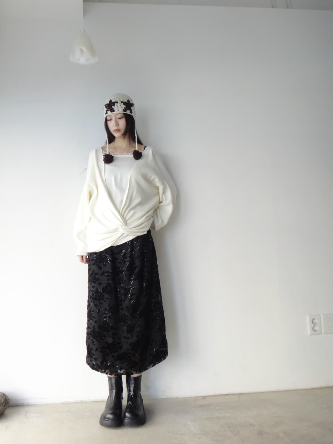 Gliter & velvet mix flower skirt 상품이미지5