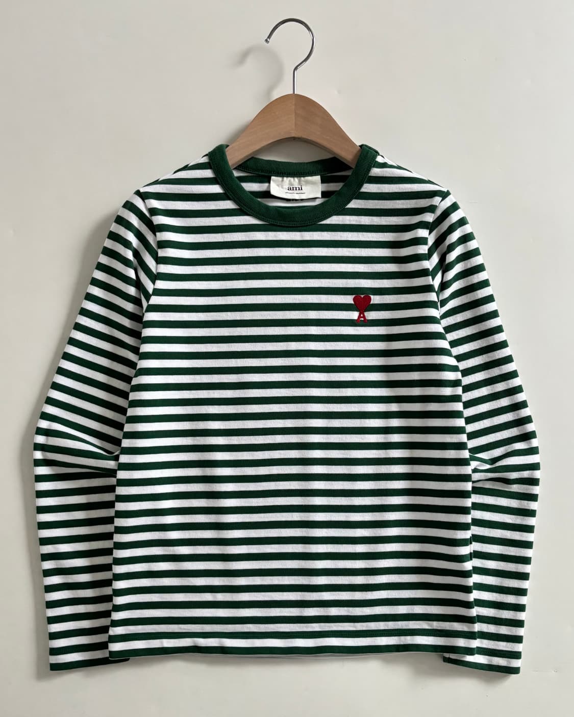 Ami 아미 하트로고 그린컬러 스트라이프 슬리브 상품이미지1