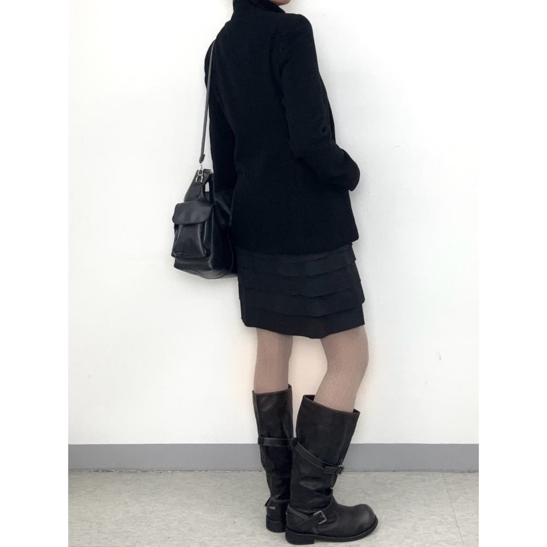 빈티지 블랙 하프 코트 상품이미지4