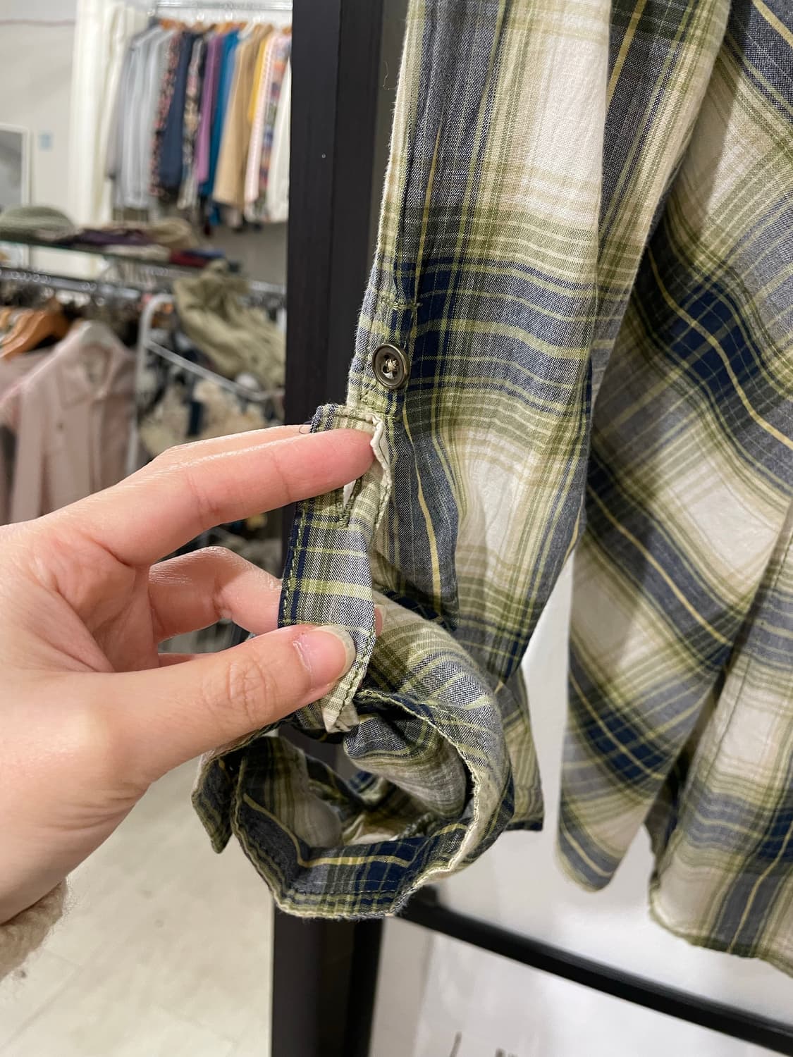 y2k 그린 체크셔츠 / 크롭 니트 후드집업  상품이미지6