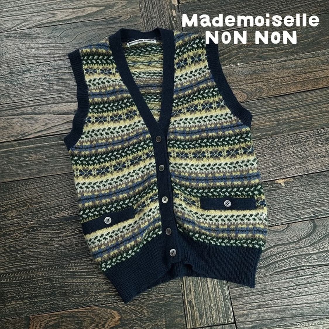 [마드모아젤 논논] 에스닉 패턴 페어아일 니트 베스트 조끼 M19654 상품이미지1