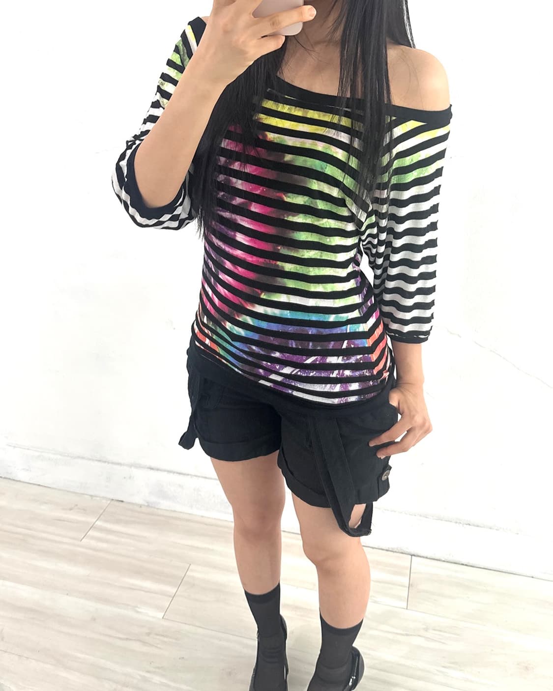 Y2K Black Suspender Shorts 상품이미지2