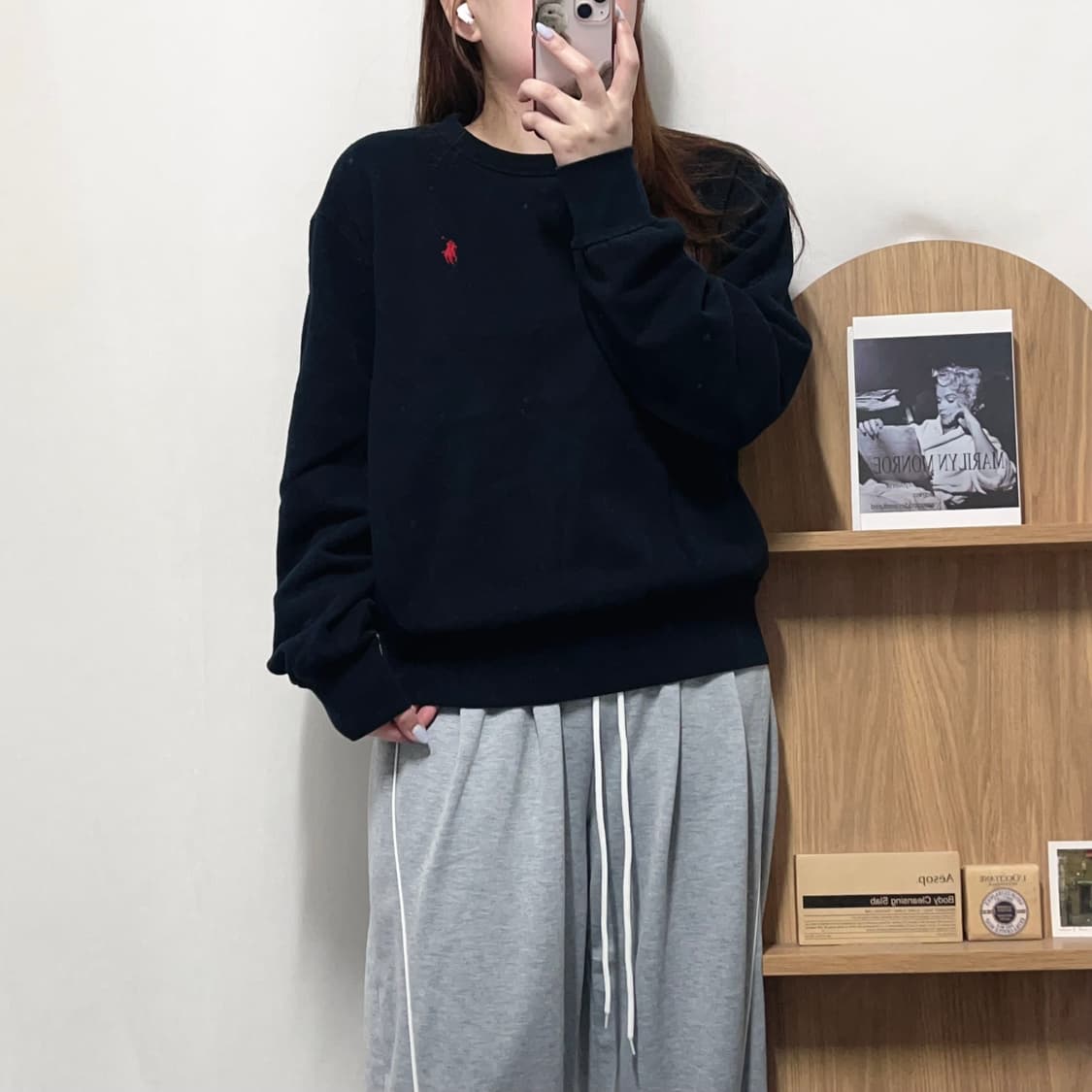 [정품] 폴로 블랙 / 레드포니 기모 맨투맨 [ M ] 상품이미지1