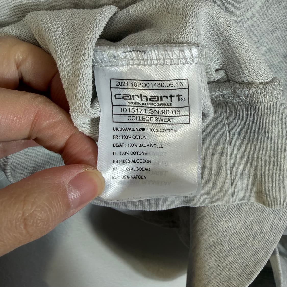 칼하트 베이직로고 그레이 맨투맨(M) 상품이미지4