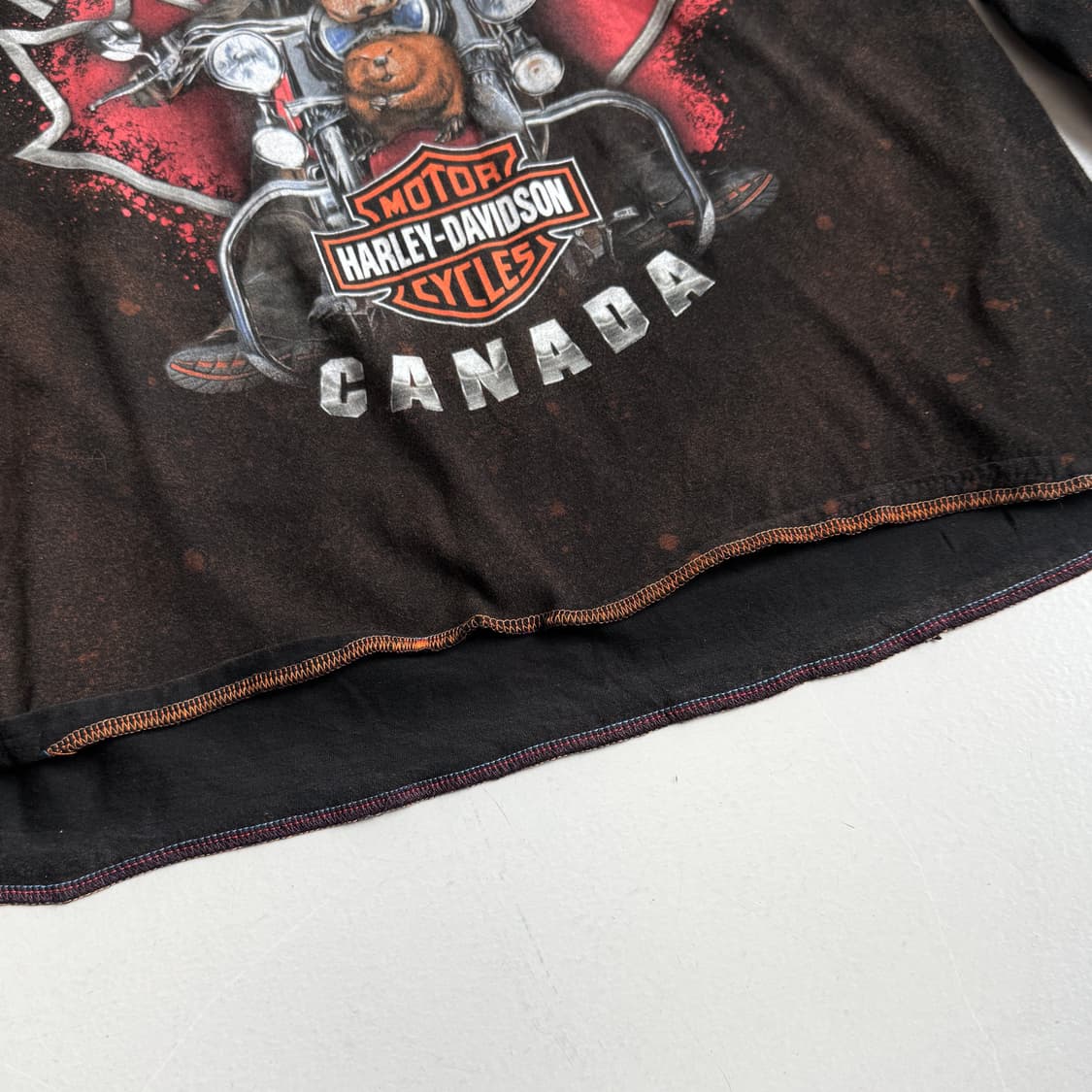 할리데이비슨 사슴 바이크 캐나다 워싱 롱슬리브 상품이미지5