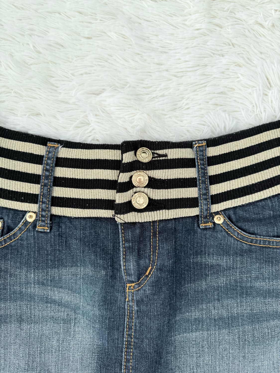 스트라이프 밴드 미니 데님 스커트 상품이미지3