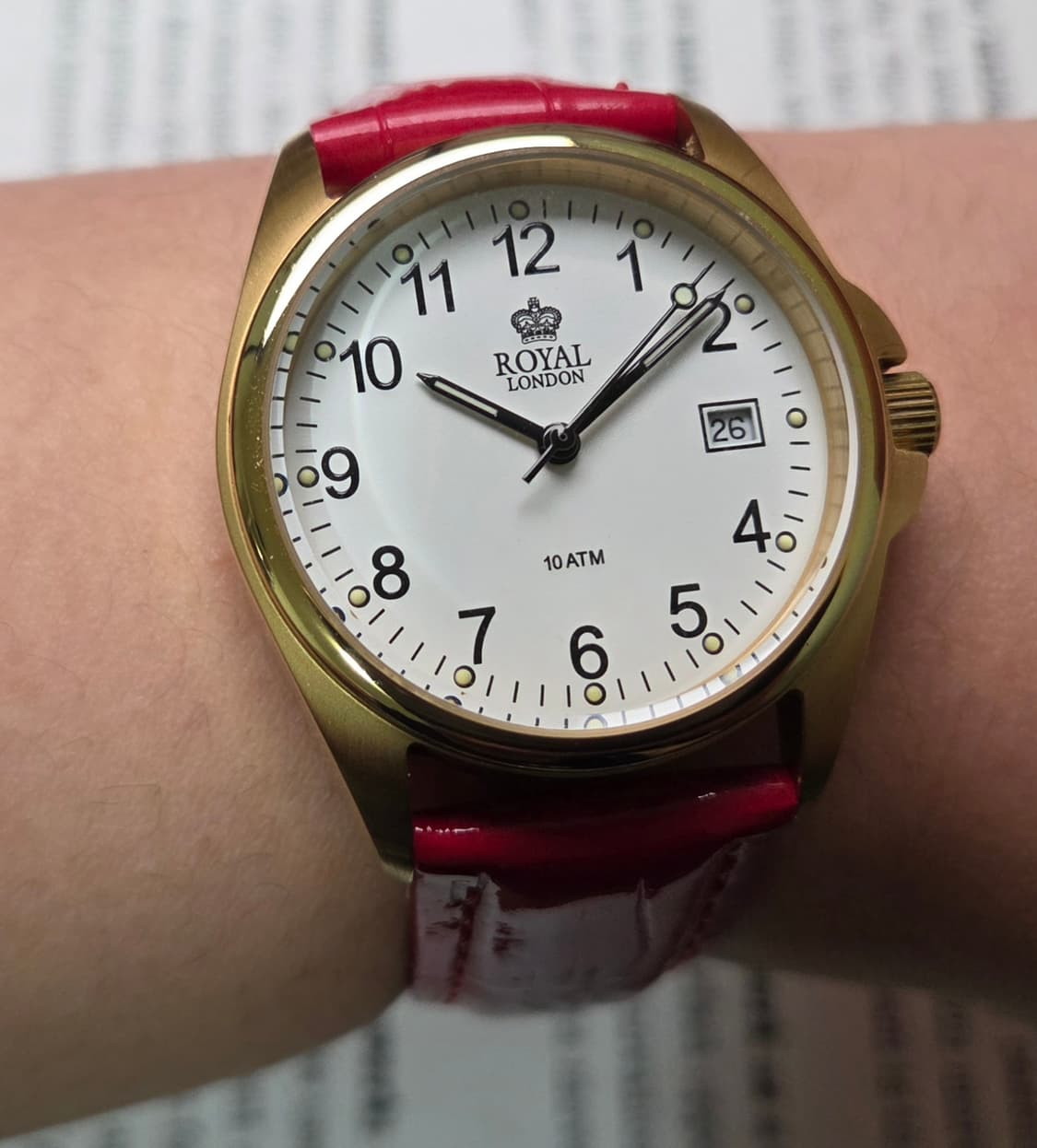 빈티지 로얄런던 아라빅숫자 레일로드 화이트다이얼 올금장 쿼츠  상품이미지9
