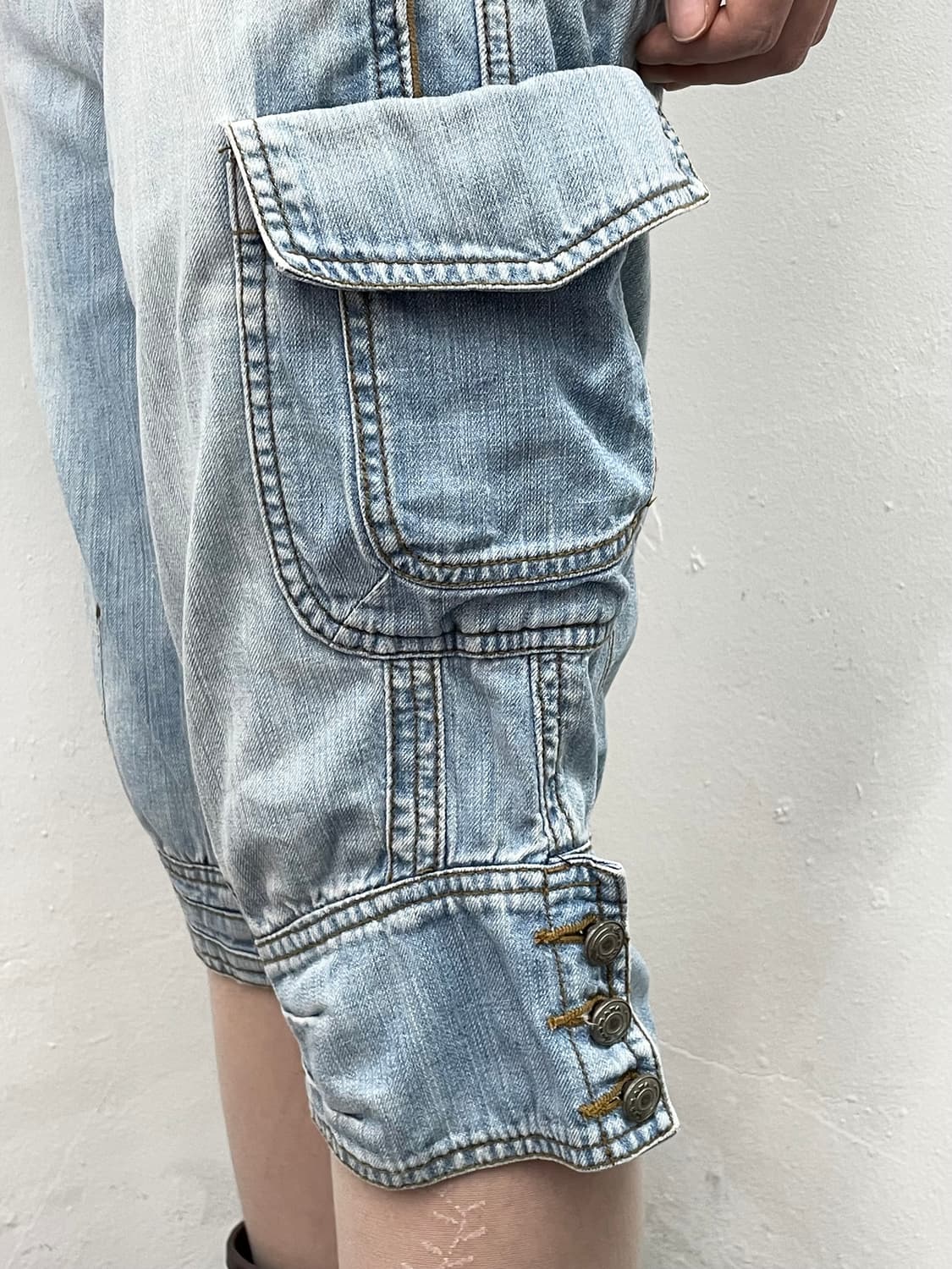 y2k 워싱 데님 버튼 카프리 팬츠  상품이미지7