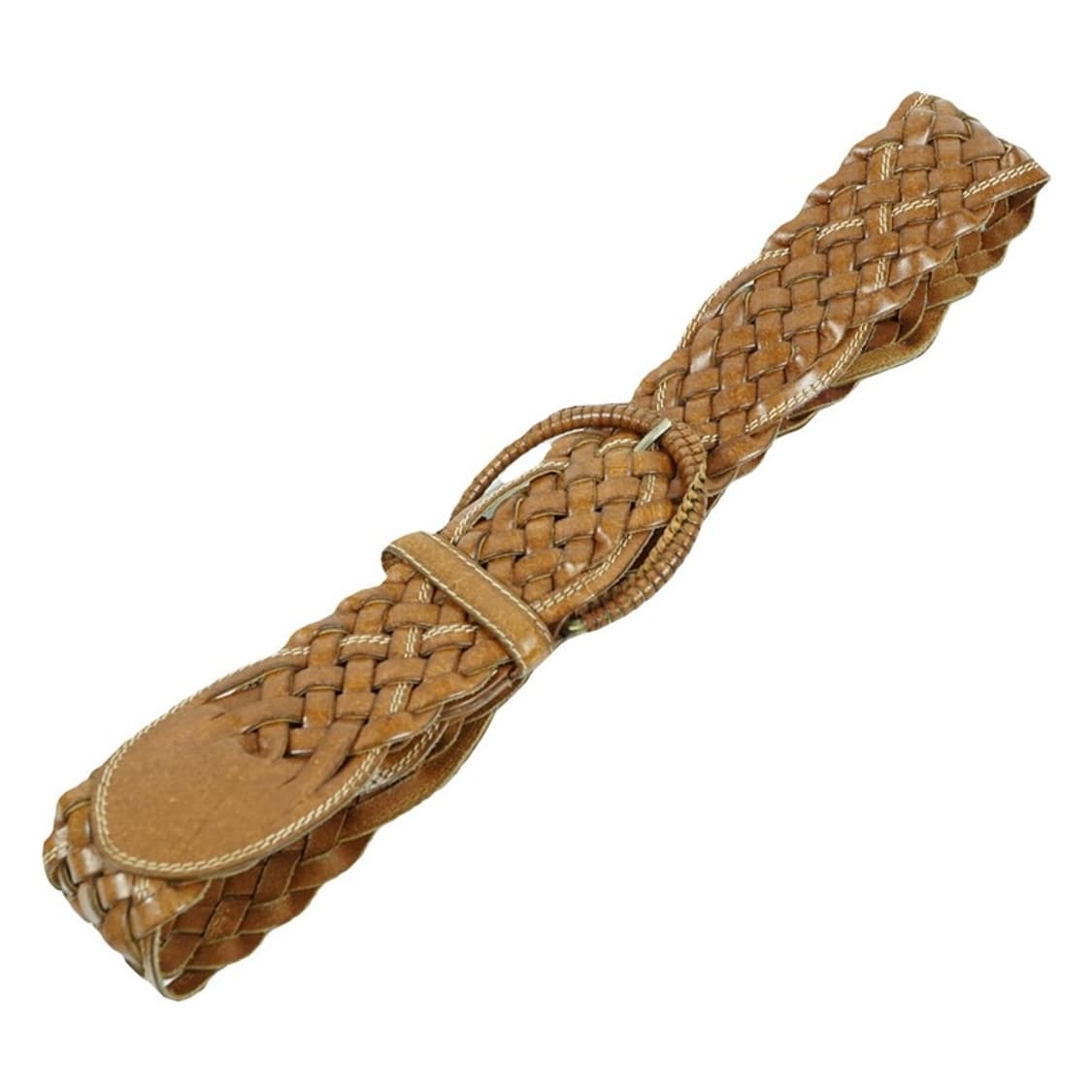 카멜 브라운 레더 위빙 꼬임 벨트 상품이미지1