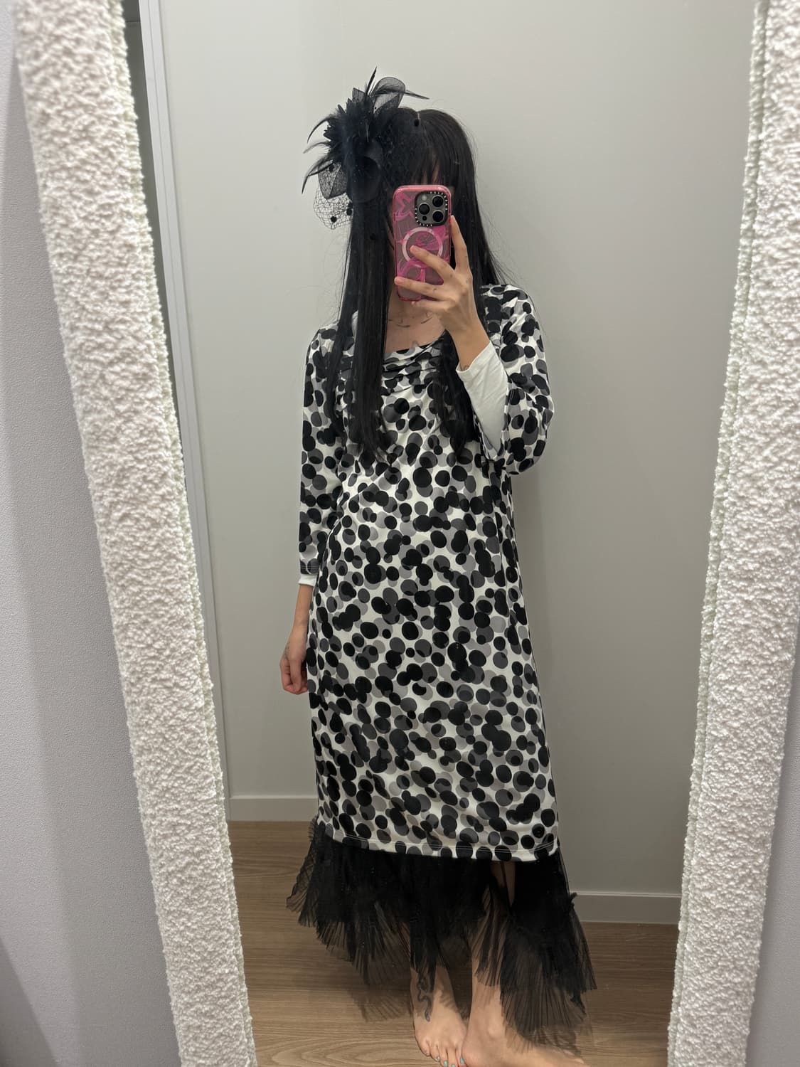 빈티지 7부 도트 원피스 상품이미지2