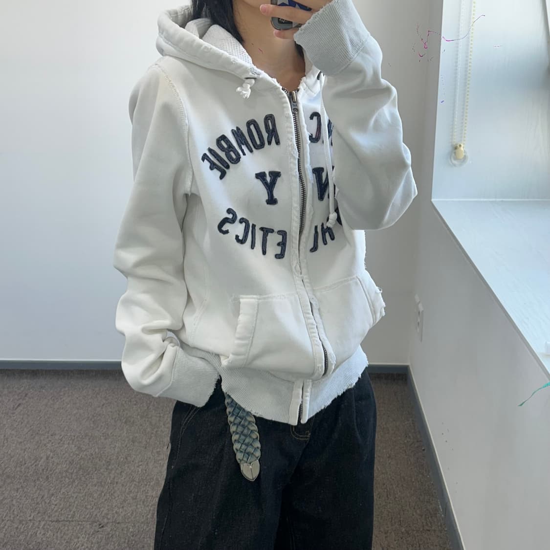 Abercrombie 아베크롬비 스펠아웃로고 화이트 후드집업 상품이미지2