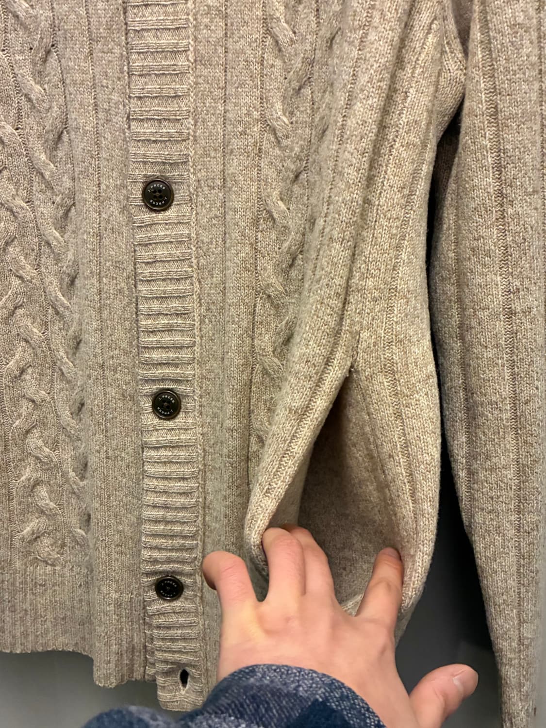 (XL)J.PRESS 제이프레스 울 니트 케이블 가디건 베이지 상품이미지5